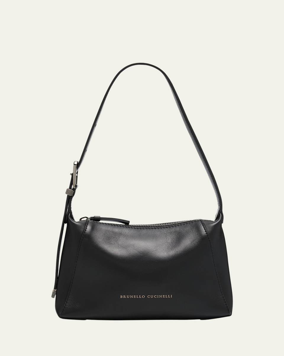 Buckle Zip Leather Shoulder Bag